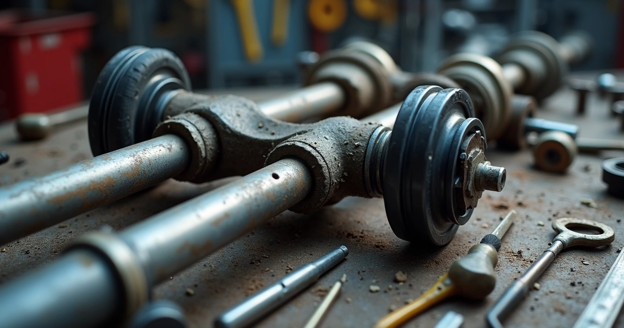 Detalhe da caixa de direção desmontada 