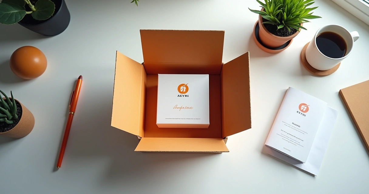 Caixa de embalagem aberta mostrando produto no interior 