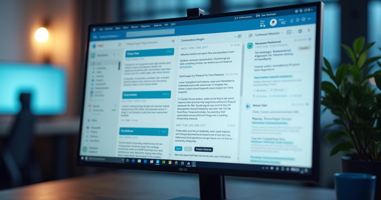 Tela de e-mail inbox com mensagens conversacionais ativas