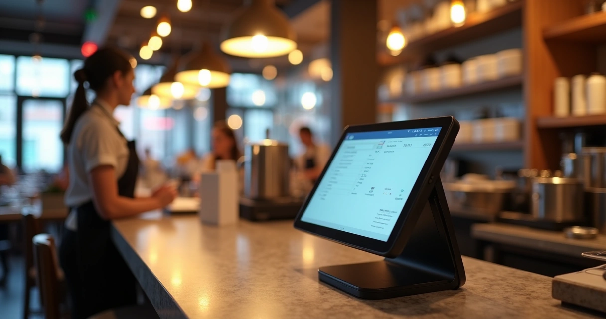 Caixa de restaurante com sistema digital integrado. 