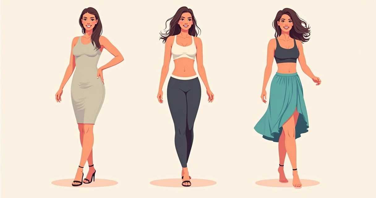 Três tipos de roupa feminina, cada uma mostrando como a calcinha boxer não marca