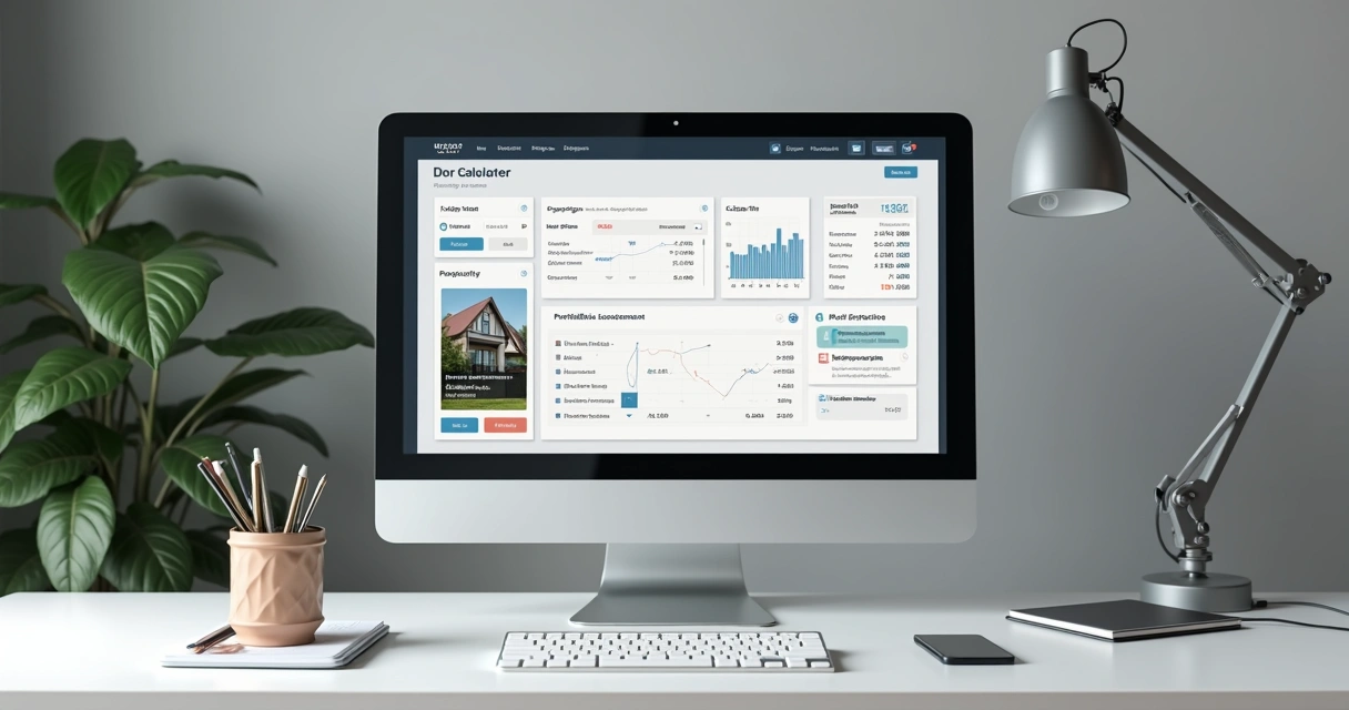 Tela de computador mostrando calculadora de rentabilidade de imóvel hipotecado 