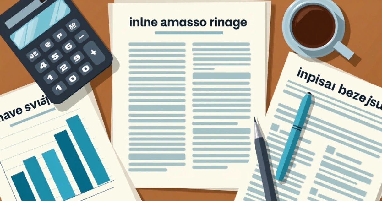 Calculadora, apólice de seguro e papéis de patrimônio familiar na mesa 