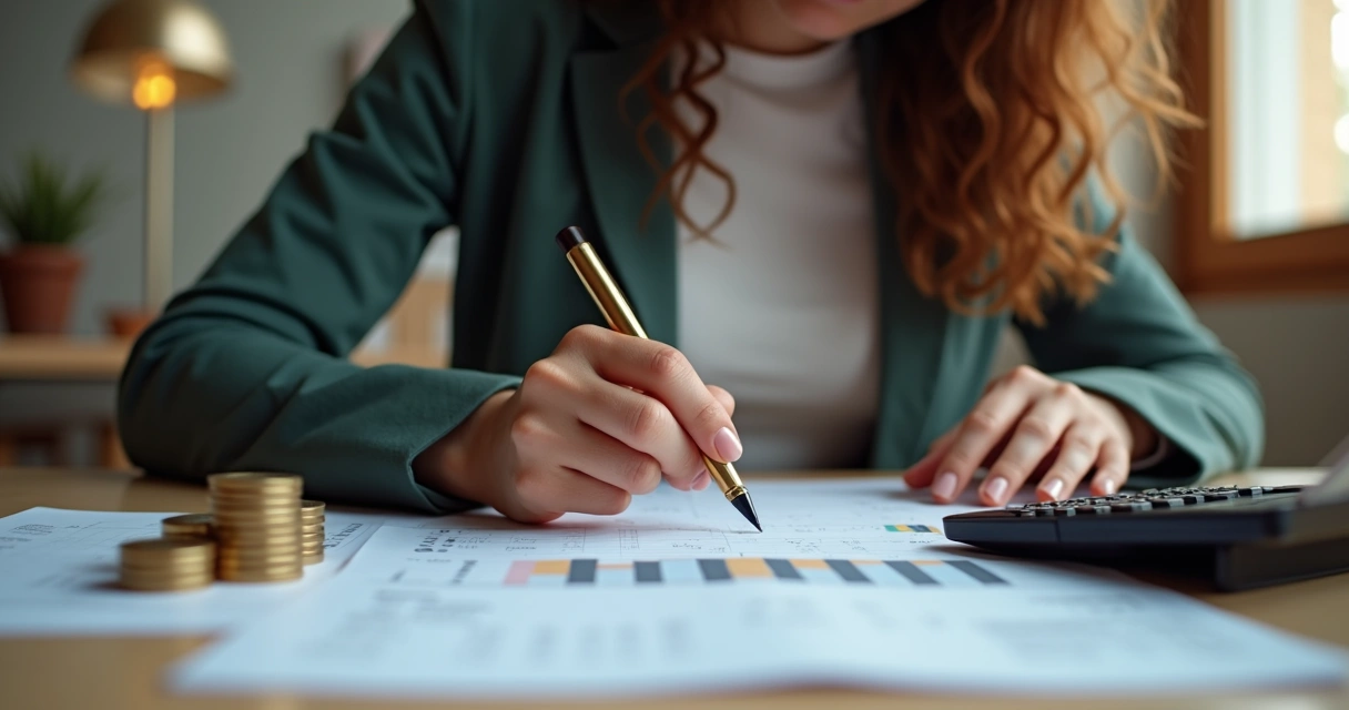 Pessoa usando calculadora e caderno para planejamento de aposentadoria