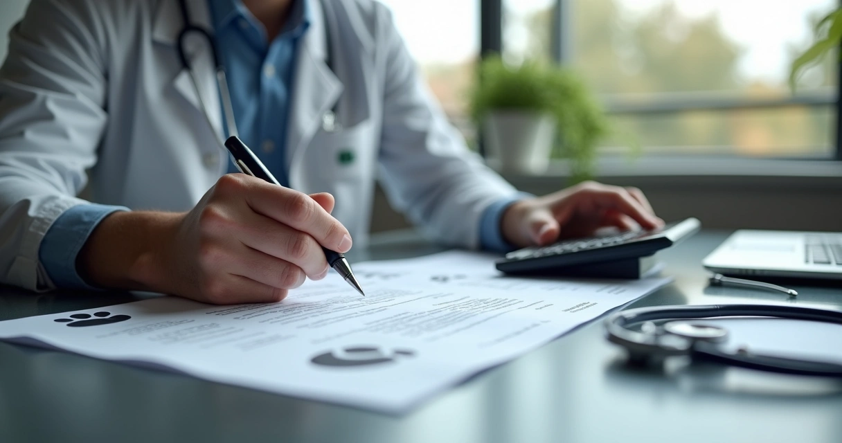 Simples nacional x simples híbrido: 6 dúvidas para veterinários PJ em 2026 1 Contador analisando tributação veterinária em calculadora