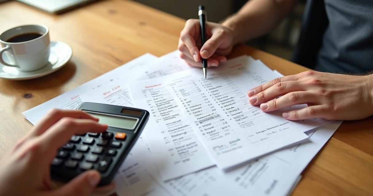 Calculadora ao lado de um cardápio de delivery mostrando preços 