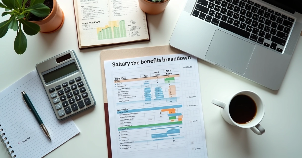 Calculadora, papéis e notebook com planilha de custos de uma agência 