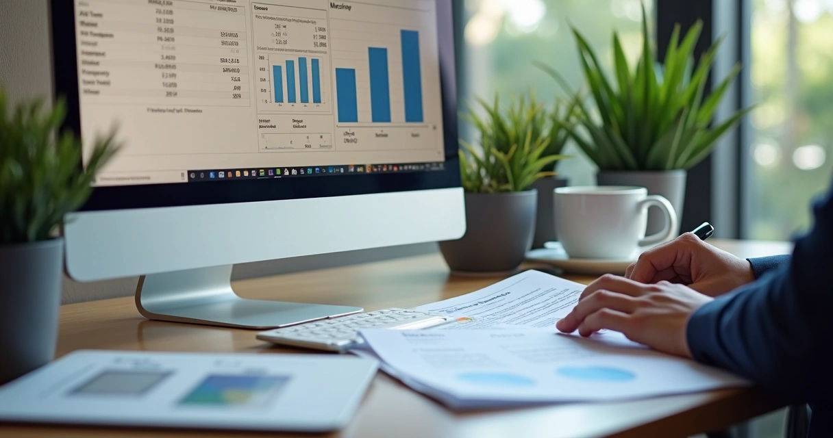 Pessoa analisando demonstrativo tributário de e-commerce em tela de computador