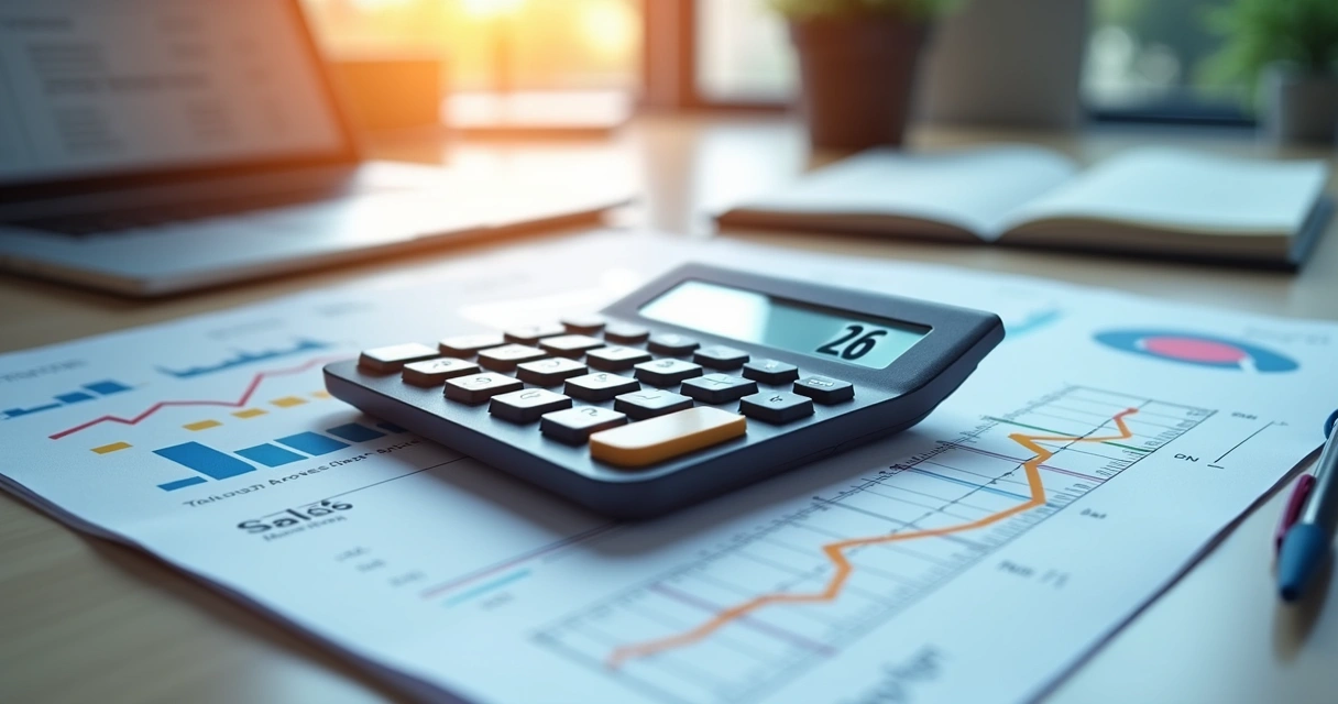 Calculadora digital mostrando cálculo da margem de contribuição