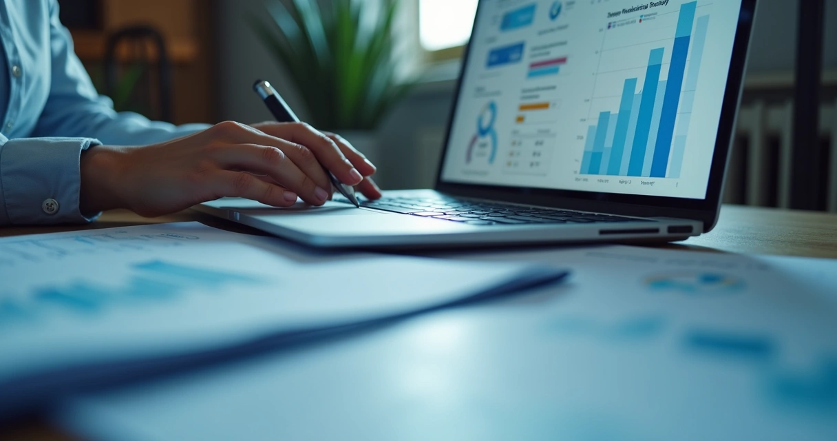 Person using a digital marketing calculator tool 