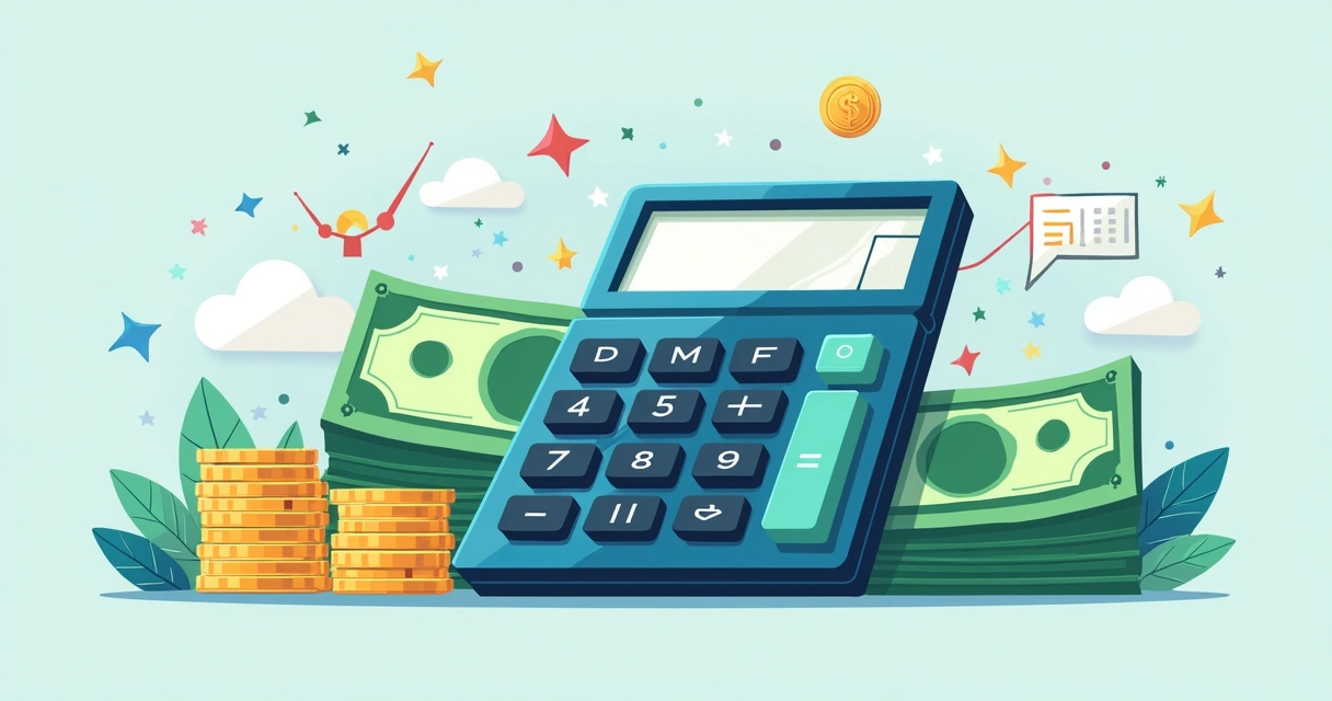 Calculadora com moedas ao lado 