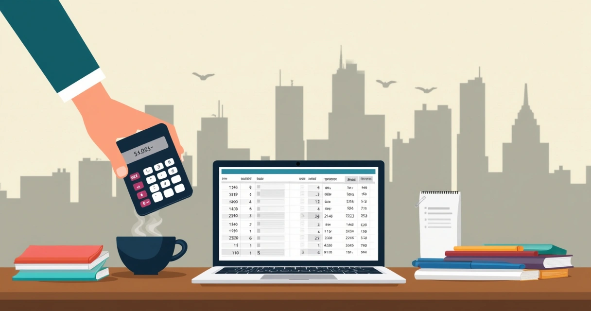 Pessoa usando calculadora para orçamento de camisetas em Votuporanga