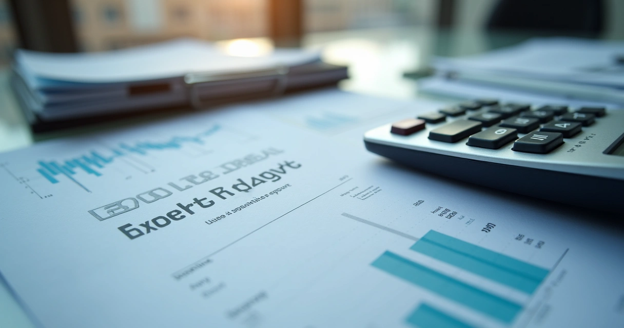 Calculadora e laudo pericial sobre a mesa de escritório 