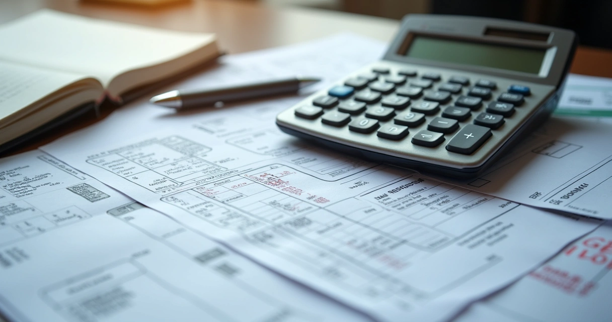 Calculadora sobre documentos fiscais, simulando cálculo de restituição de impostos 