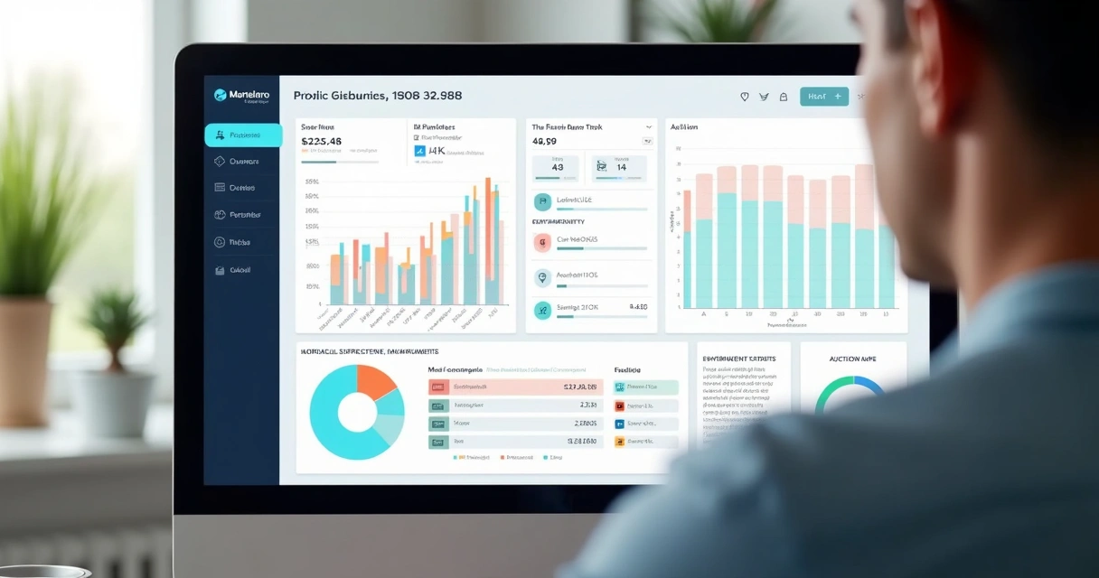 Tela de computador com calculadora de riscos de investimentos imobiliários, gráficos e campos preenchidos 