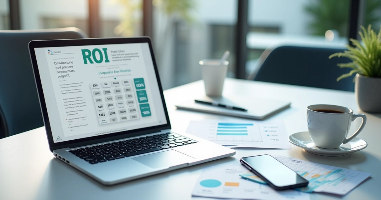 Calculadora de ROI de marketing digital para dentistas na tela de notebook 