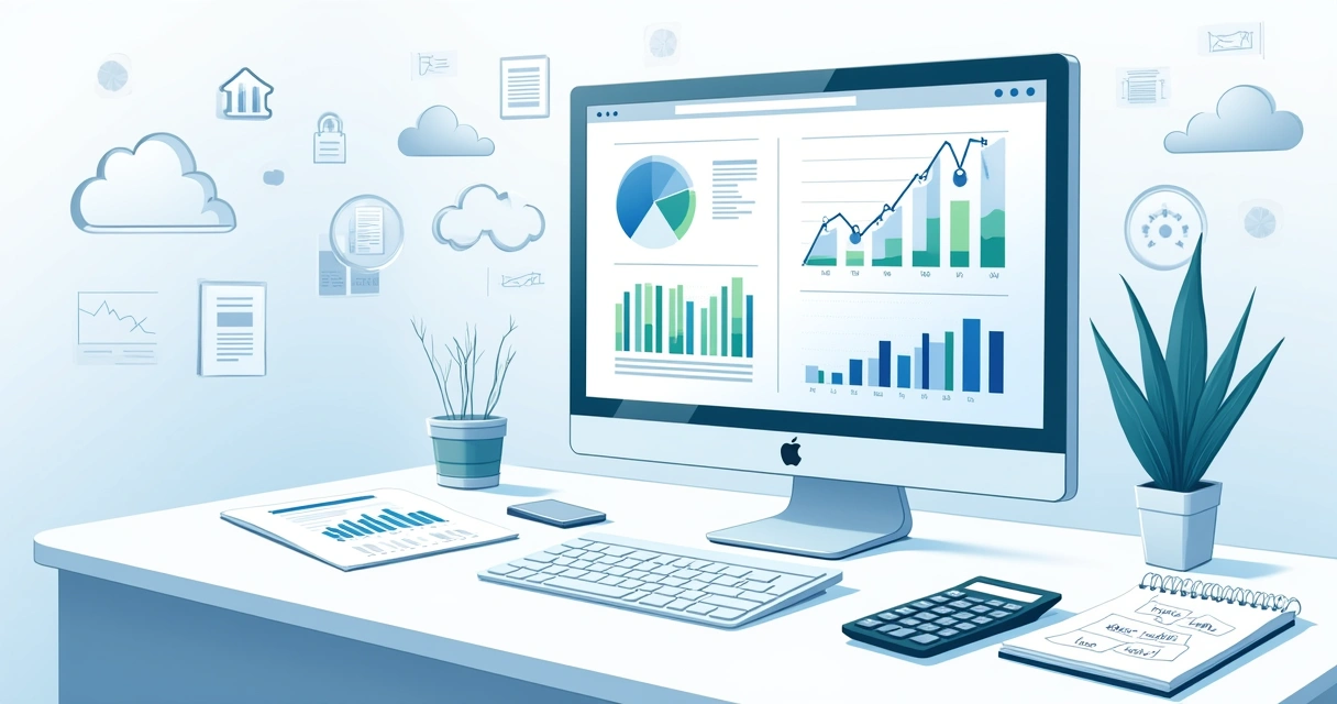 Gráfico digital mostrando cálculos de CAC e LTV para software SaaS com elementos de tecnologia e finanças ao fundo 