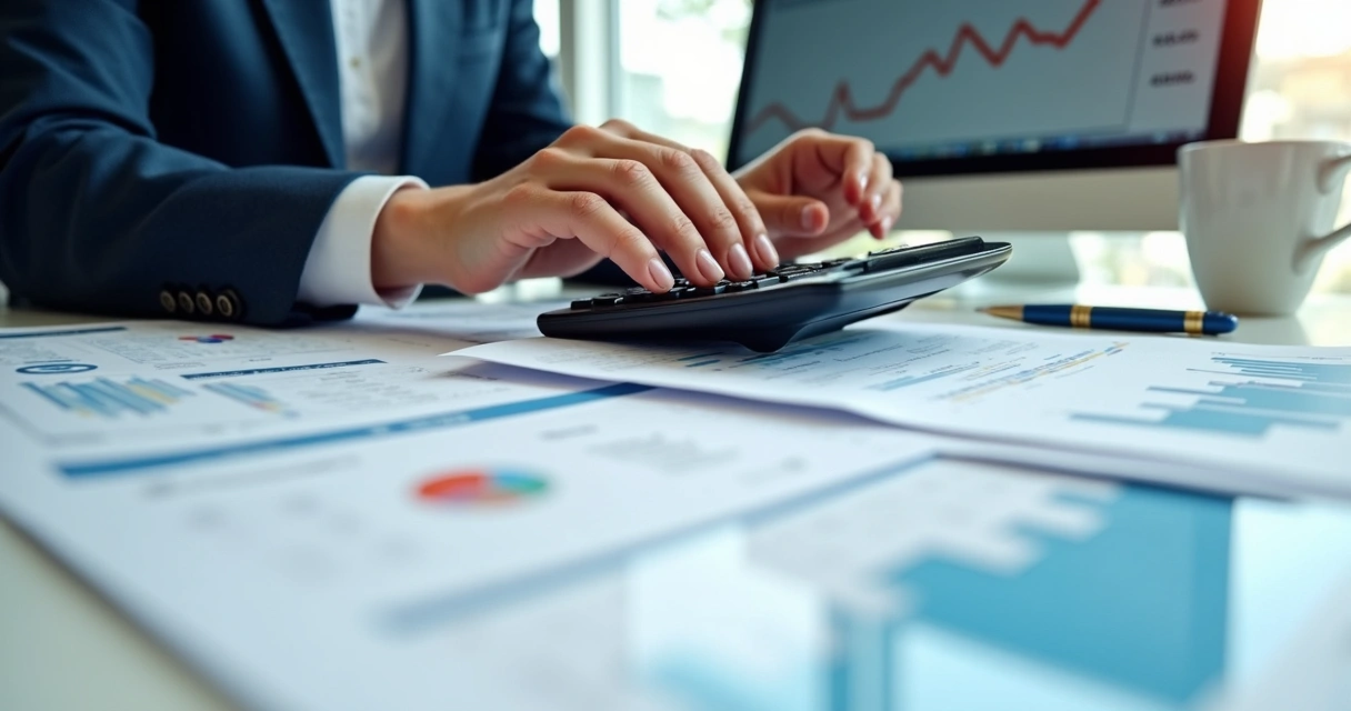 Pessoa usando calculadora para analisar margem de lucro em marketplace
