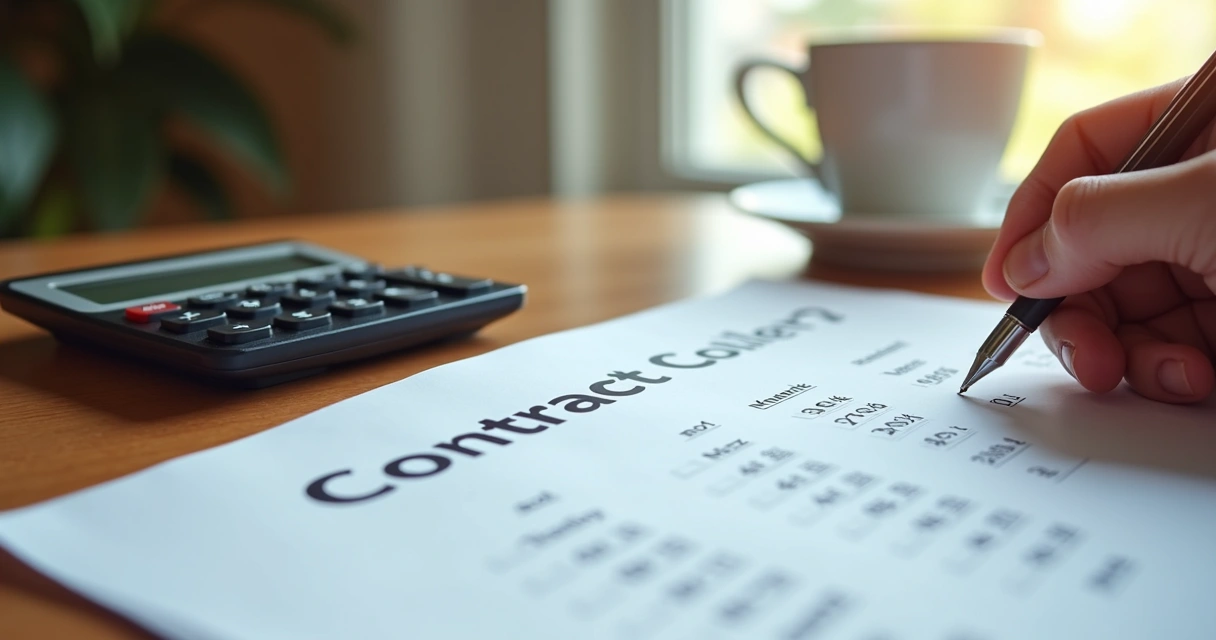 Cálculo de reajuste de aluguel em papel com caneta e calculadora 