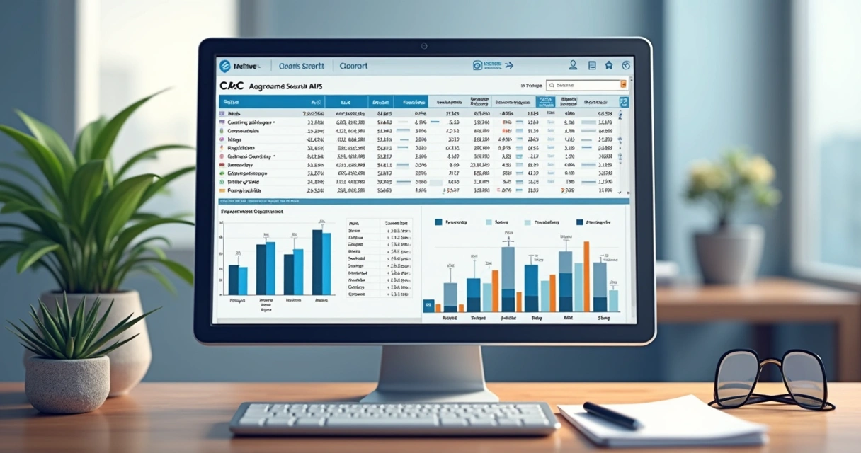 Ilustração de uma planilha com cálculos de CAC e gráficos 