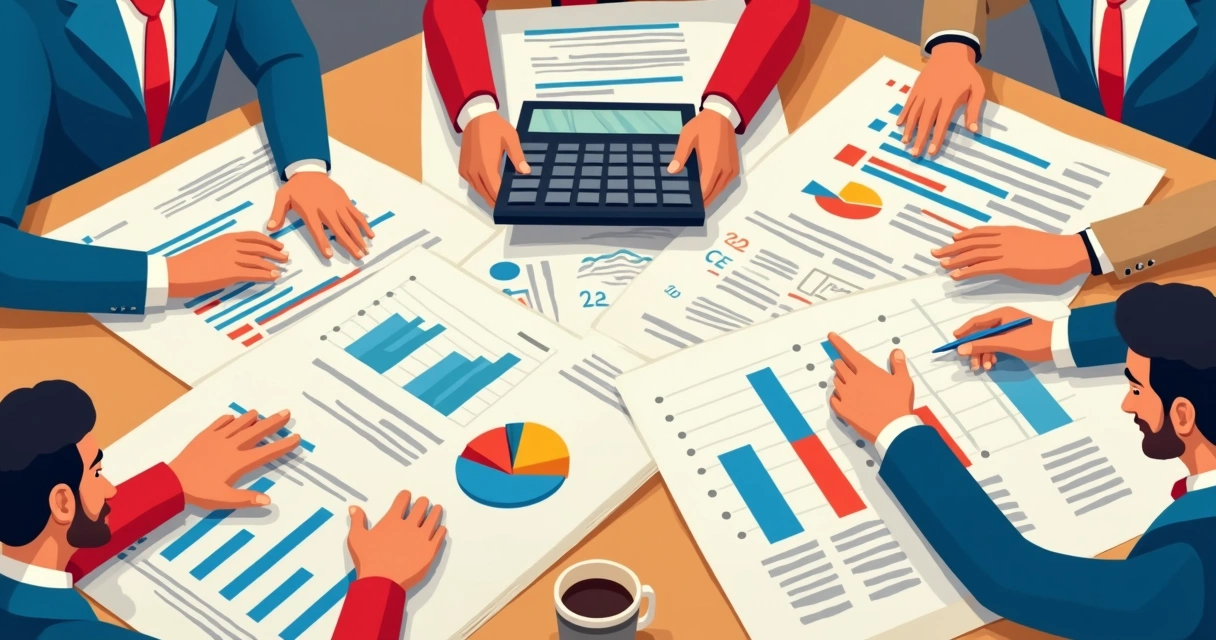Calculadora y gráficos de salarios y comisiones en una oficina paraguaya