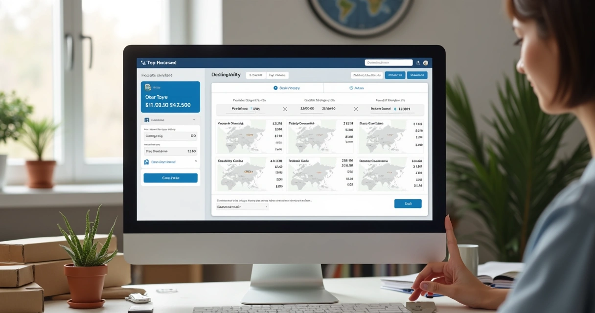 Tela de cálculo de frete em marketplace com dimensões e destino