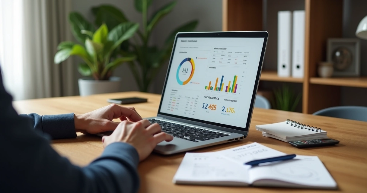 Profissional analisando planilha de cálculo de honorários pj no notebook 