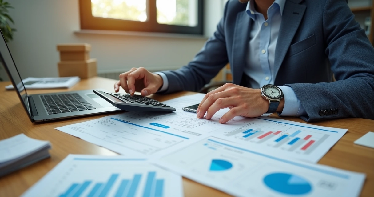 Pessoa calculando impostos e taxas sobre pedidos de dropshipping