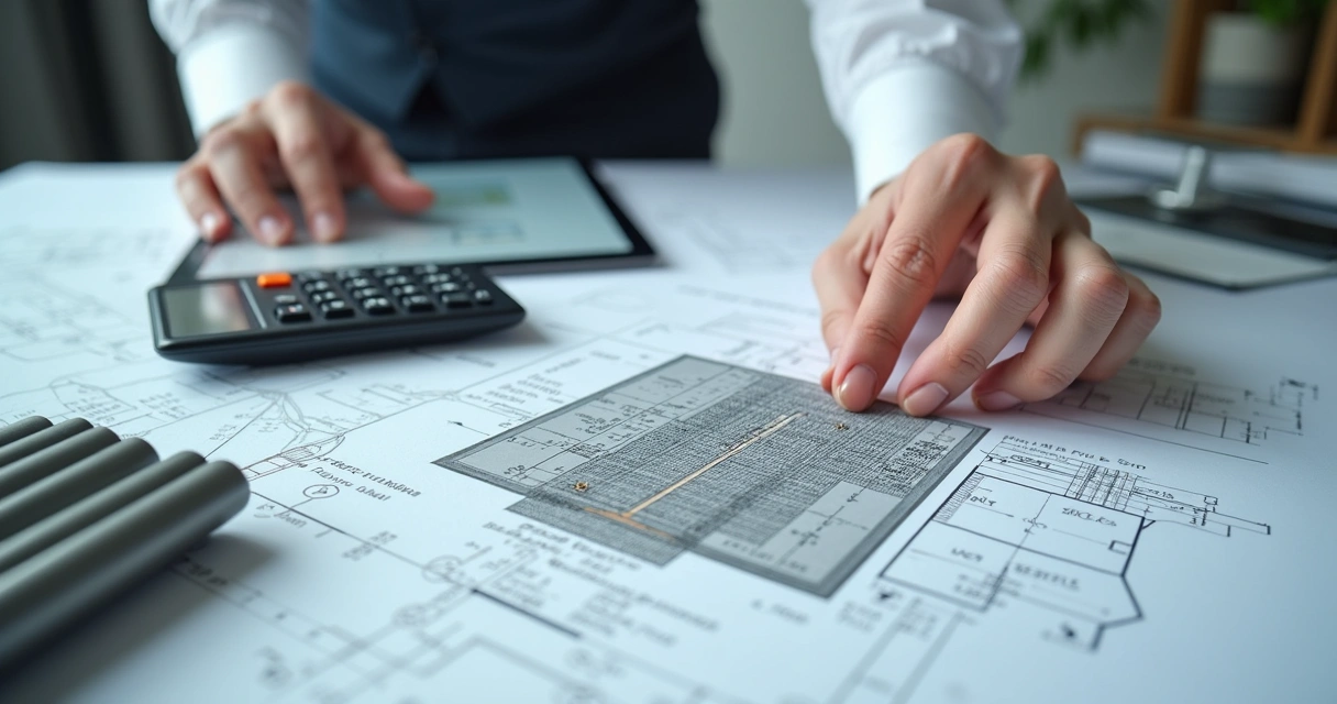 Engenheiro analisando estrutura de laje em planilhas e modelos digitais 