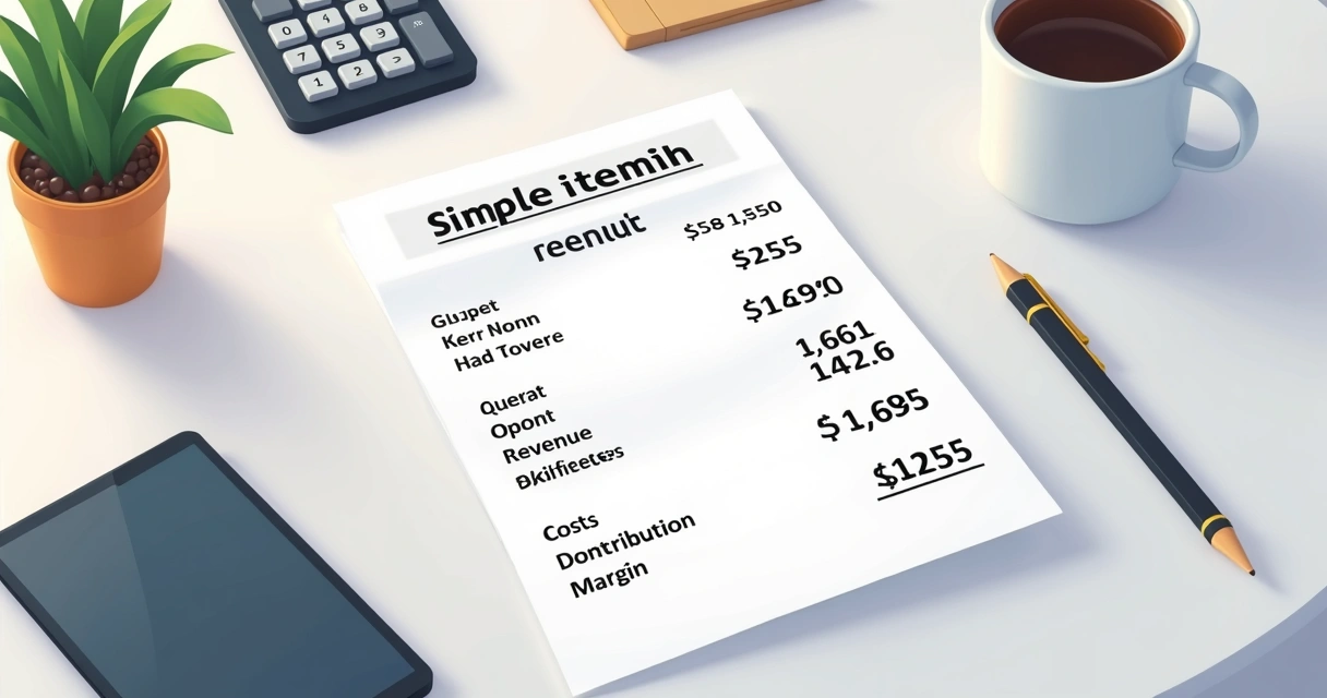 Cálculo simples de margem de contribuição com números em destaque 