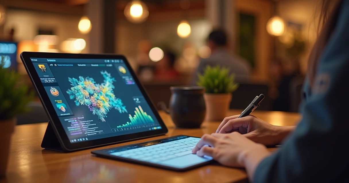 Profissional calculando preço no salão de beleza em mesa com produtos 