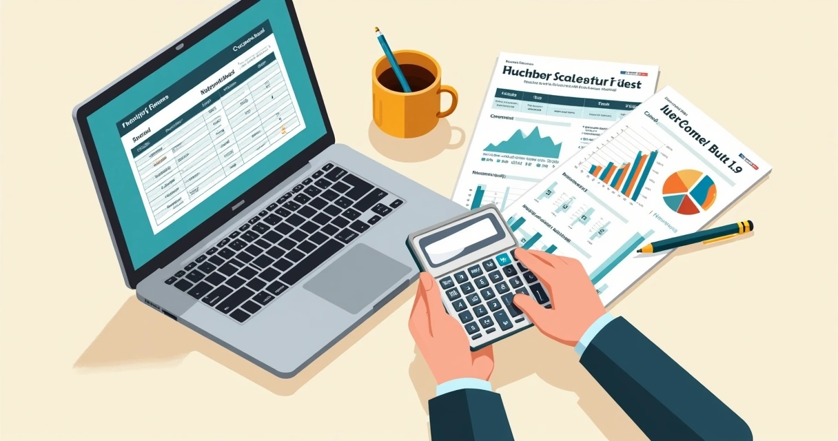 Ilustração de planilha de custos fixos familiares com valores e gráficos 