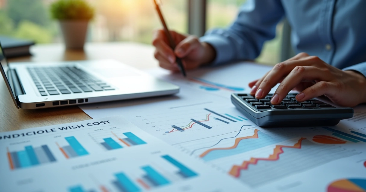 Cálculo de ROI de agentes de IA em planilhas digitais e gráficos 