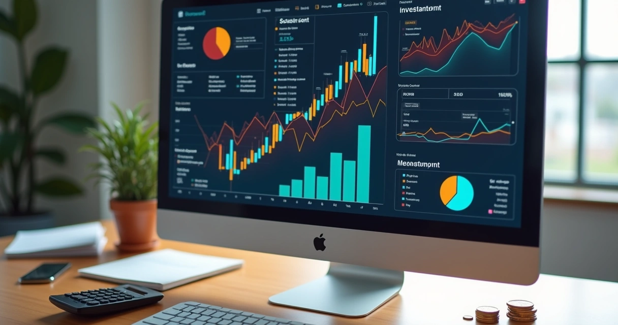 Dashboard detalhado exibindo gráficos de ROI de tráfego pago em tela de computador moderno 