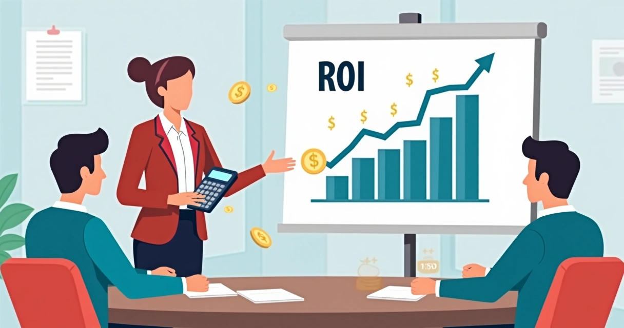 Demonstração visual de cálculo de ROI em proposta de venda B2B 
