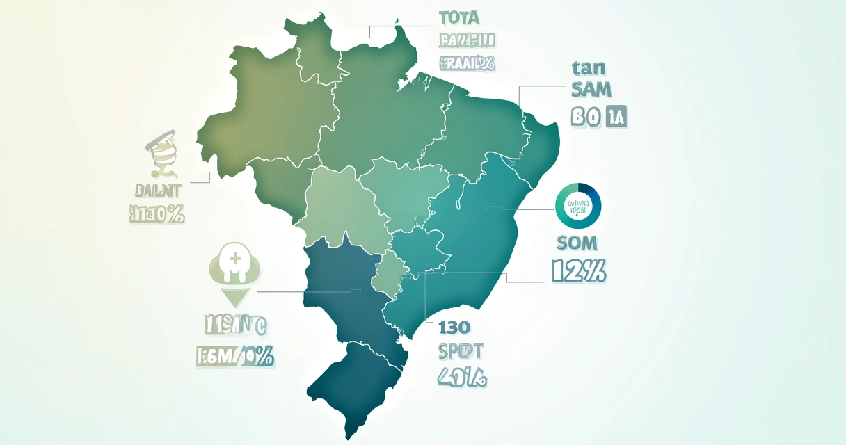 Cálculo de TAM para o mercado de saúde com mapa e filtros setoriais 