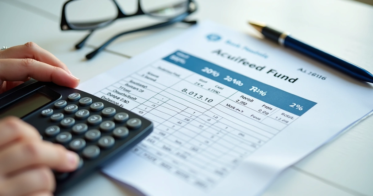 Mão segurando uma calculadora e extrato bancário 