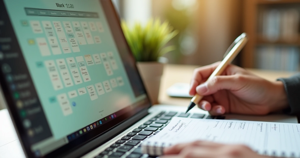 Calendar blocks marking work hours and personal time