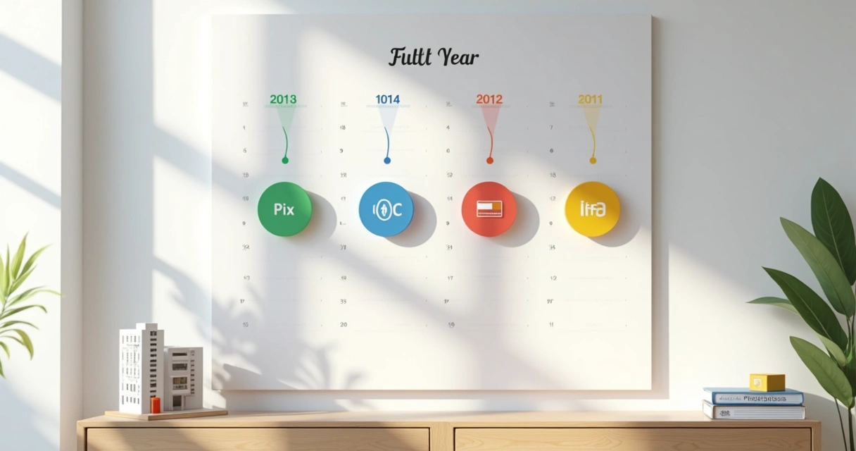 Calendário de aluguel com ícones de cartão boleto débito automático e Pix em fluxo automatizado 