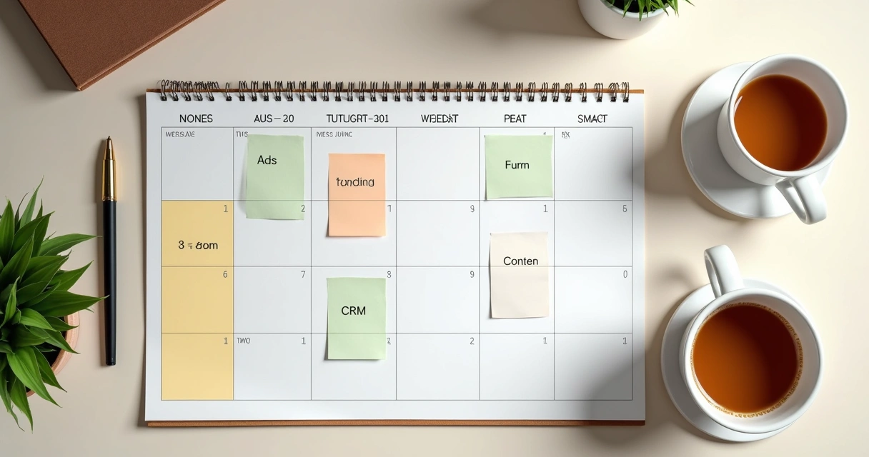 Calendário de 90 dias com tarefas marcadas 