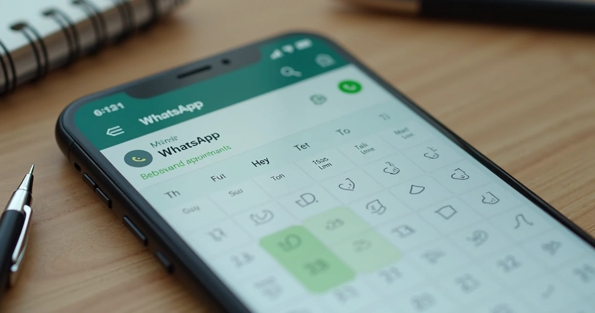 Tela de celular exibindo calendário de agendamento no WhatsApp