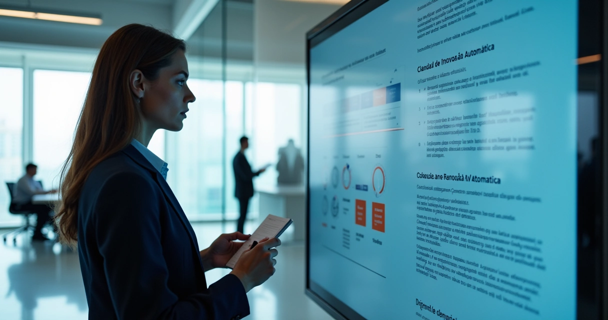Gestora empresarial observando calendário com alerta ligado a contrato em tela digital 