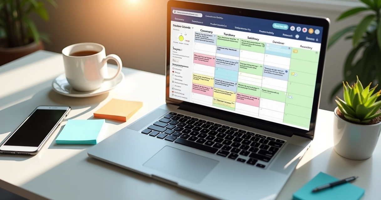 Calendário de prazos do condomínio em laptop 