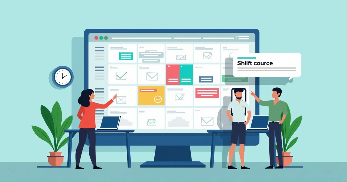 Calendario laboral con cambio de turno y aviso digital
