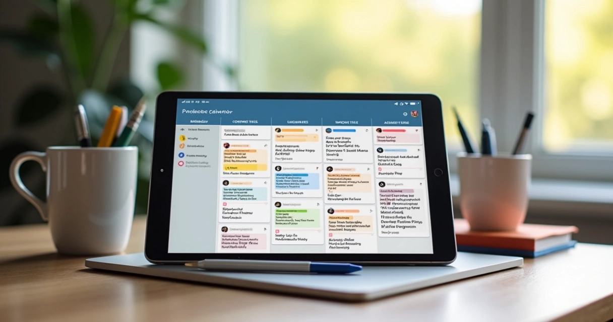Calendário digital com planejamento semanal de posts para redes sociais 