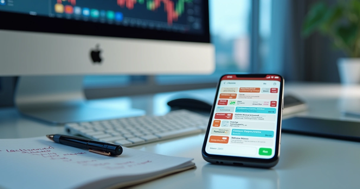 Calendário digital em smartphone com notificações de evento
