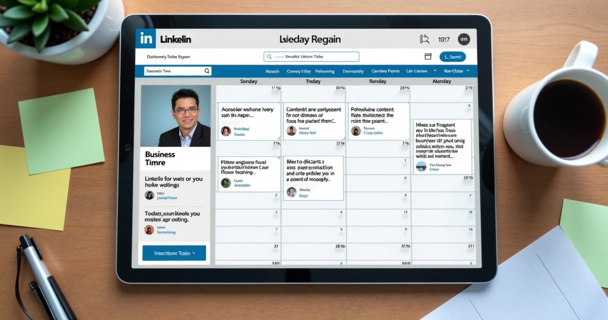 Calendário editorial planejado para LinkedIn 