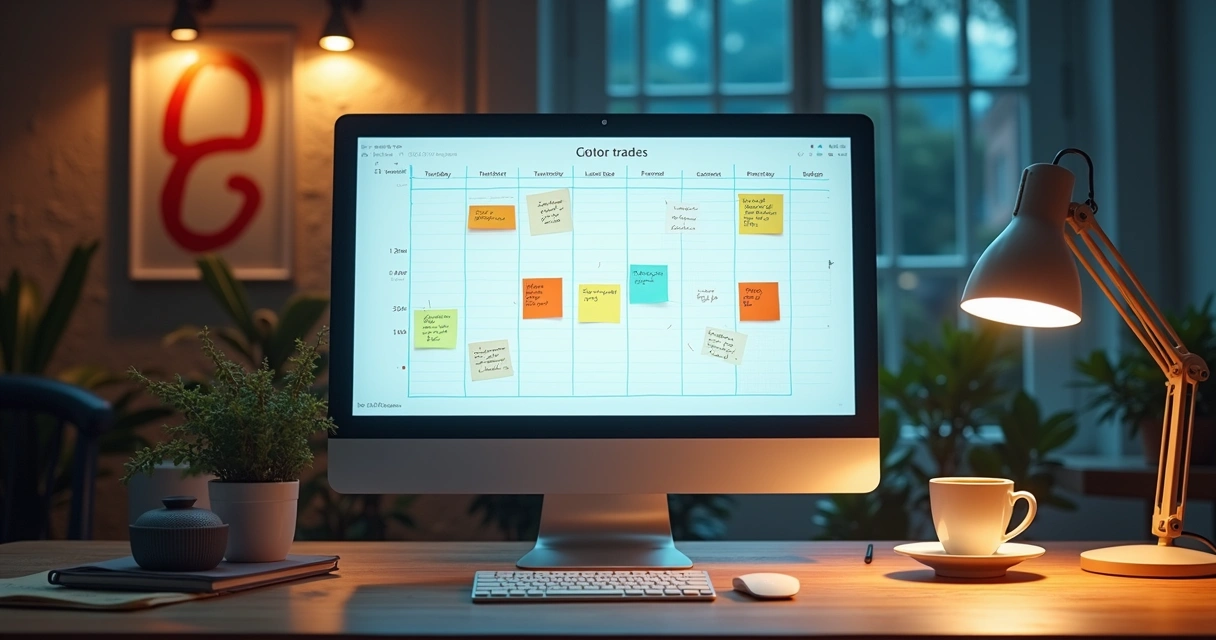 Tela de computador exibindo um calendário editorial digital 