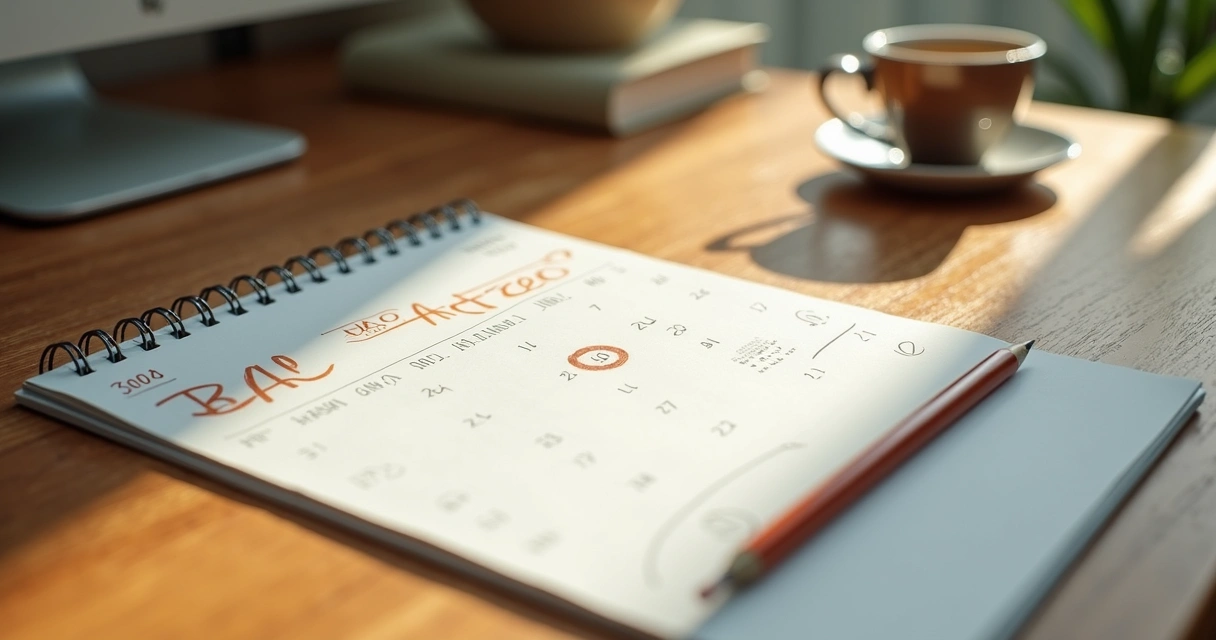 Calendario con sesiones de meditación marcadas en casa. 