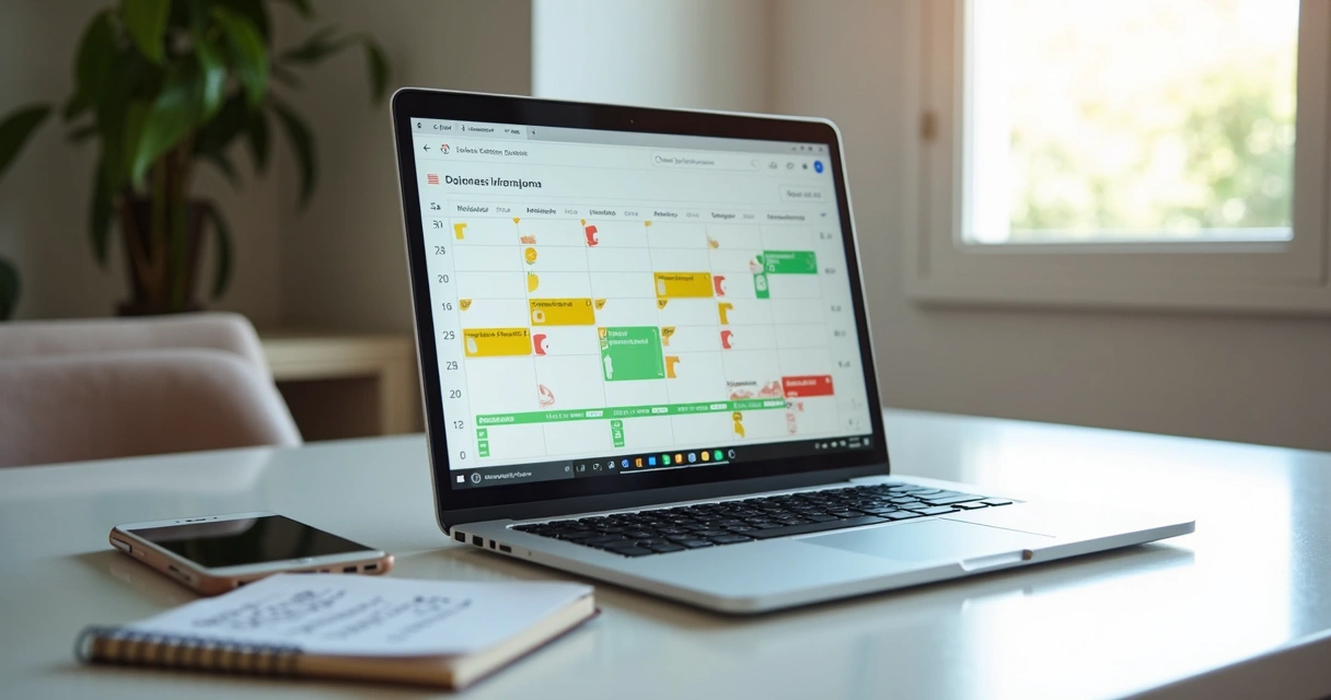 Calendário de reservas com preços variáveis em notebook